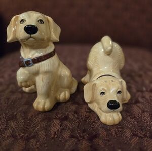 Ceramic Dog Salt And Pepper Shaker Set - Yellow Labrador - Big Sky Canine